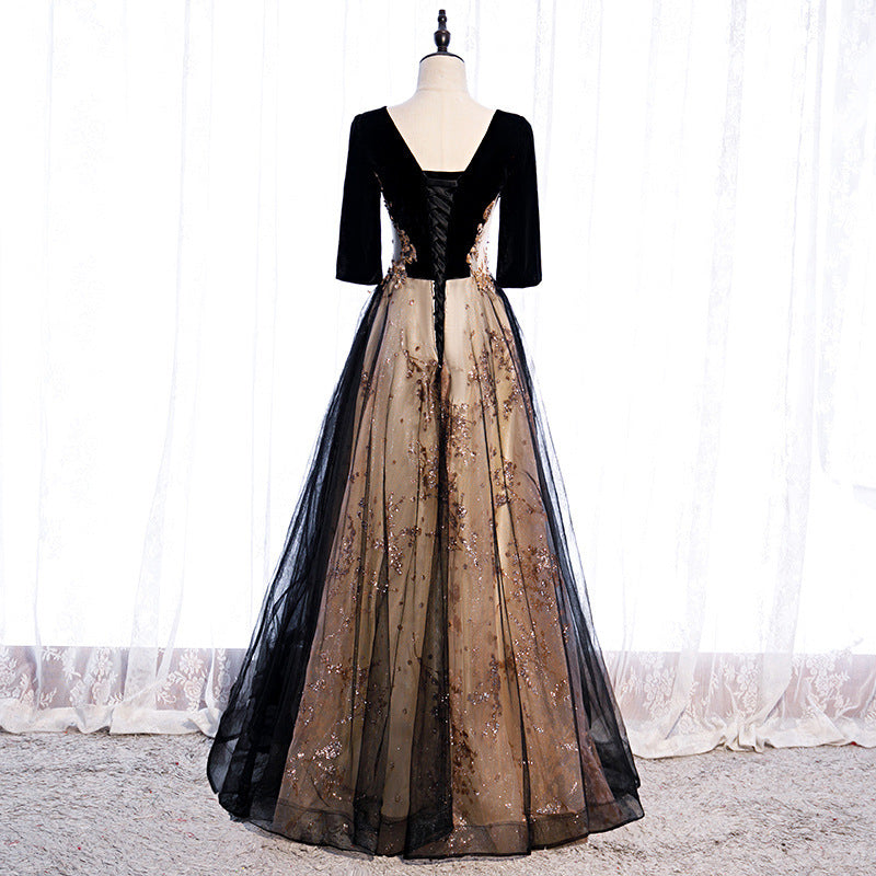 2025Hot trade evening dress women's new temperament host conductor long performance chorus dress art exam student dress