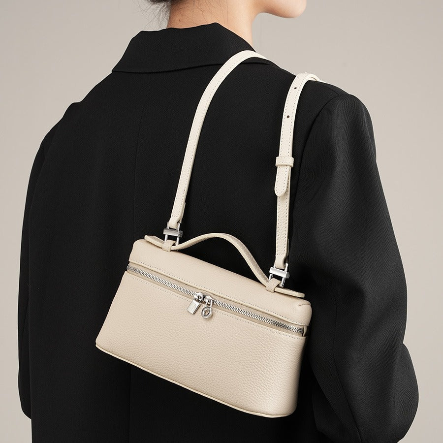 2025 Strictly selected leather women's bags, portable LP lunch box bags, popular new first-layer cowhide messenger bags