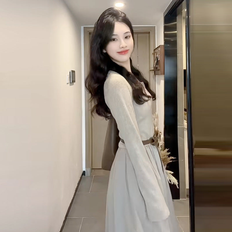 2025 High-end long-sleeved dress, early autumn women's models new temperament bottomed square neck long dress