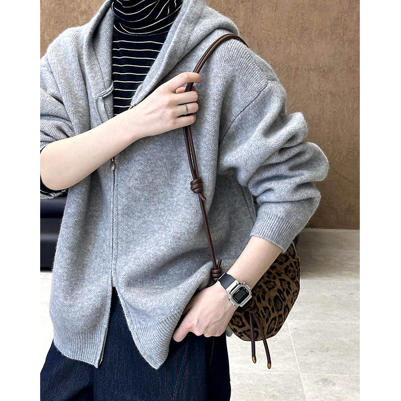 2025 popular autumn new coat temperament lazy style retro casual and thin loose knitted cardigan A22