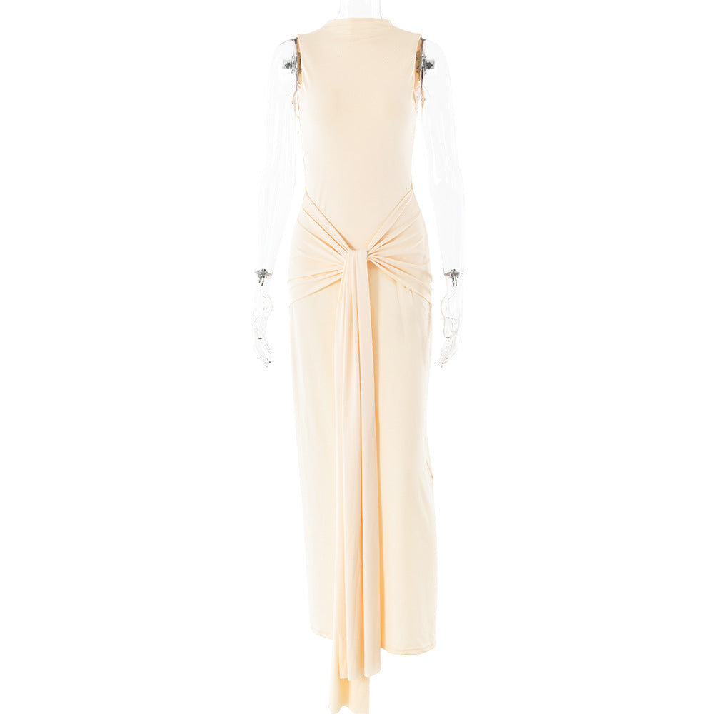 2025 New new dress women's round neck sleeveless straps slim dress sexy fashion solid color dress