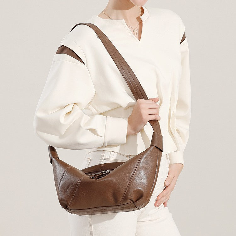 2025 Fashion trend underarm women's bags first layer cowhide texture shoulder messenger bags niche