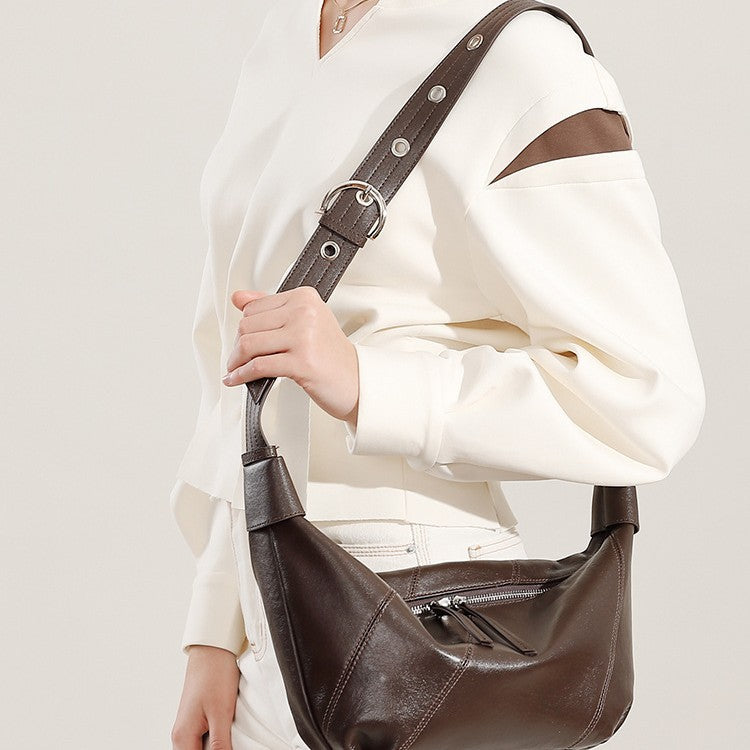 2025 Fashion trend underarm women's bags first layer cowhide texture shoulder messenger bags niche