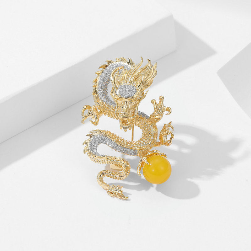 2025 popular new Chinese wind dragon-shaped corsage tide unisex blazer pin high-end zodiac dragon brooch