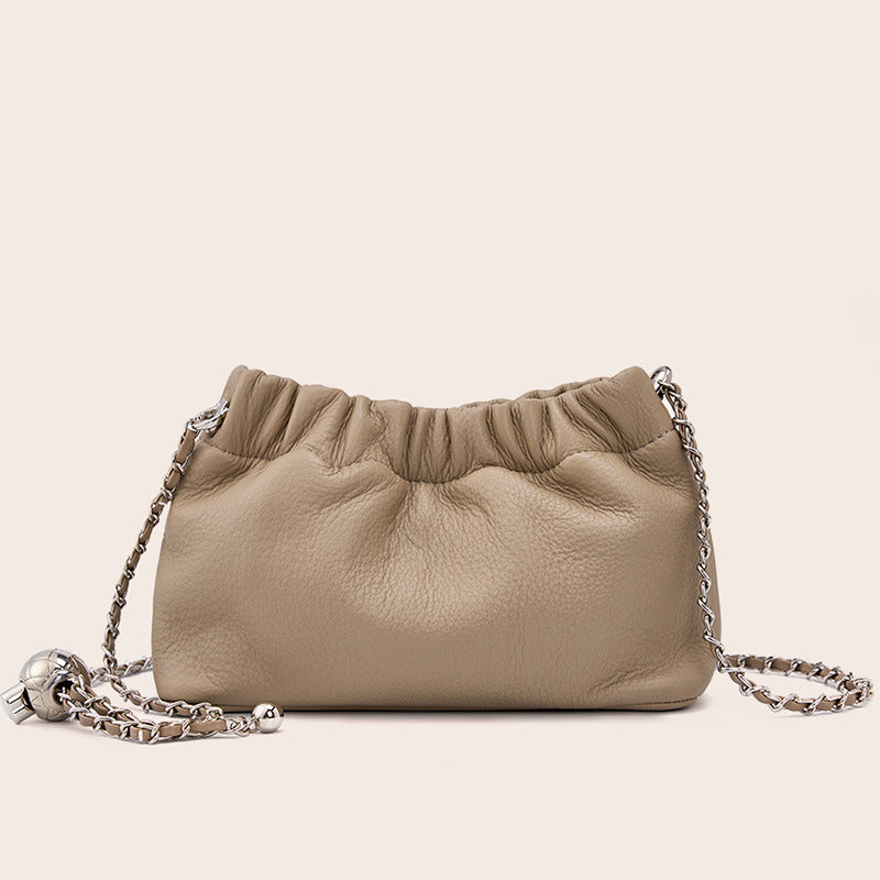 2025 Premium pleated bag, golden autumn chain bag 2023 new cowhide versatile cloud bag, shoulder underarm bag, messenger bag
