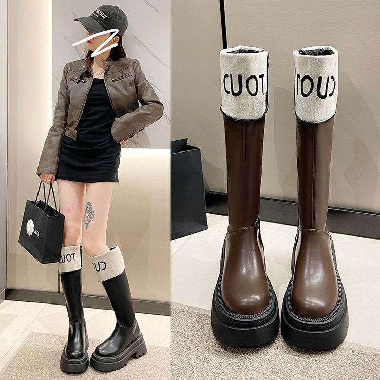 2025 ~ Popular style popular new autumn and winter thick high heel women's boots round head knight boots