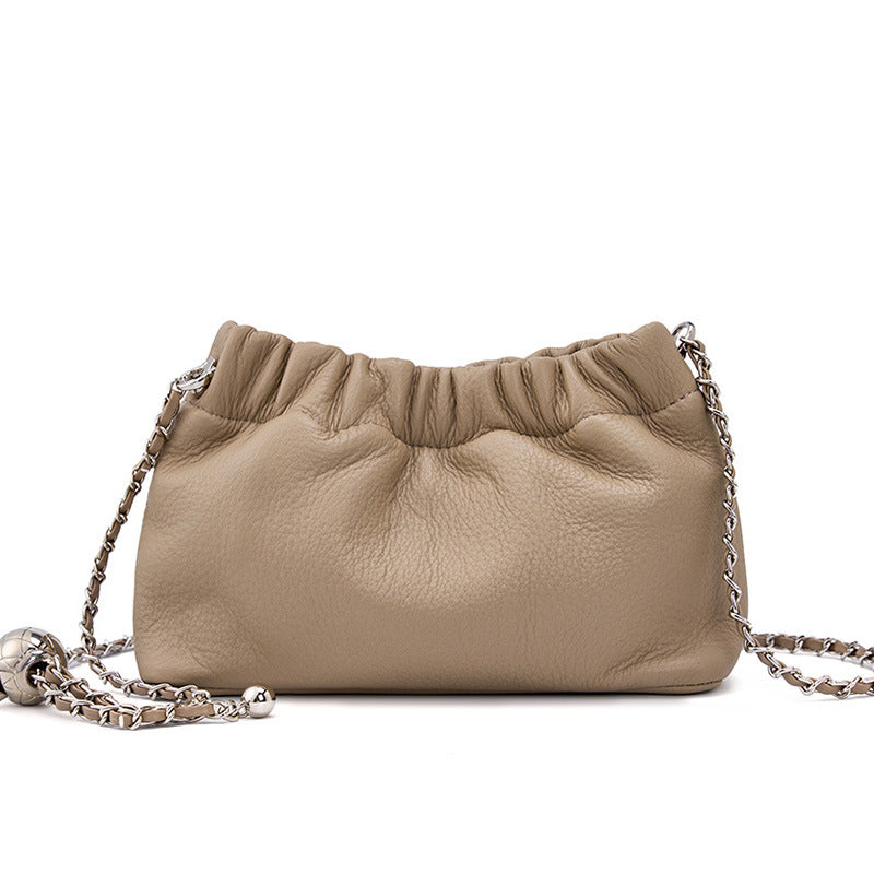 2025 Premium pleated bag, golden autumn chain bag 2023 new cowhide versatile cloud bag, shoulder underarm bag, messenger bag