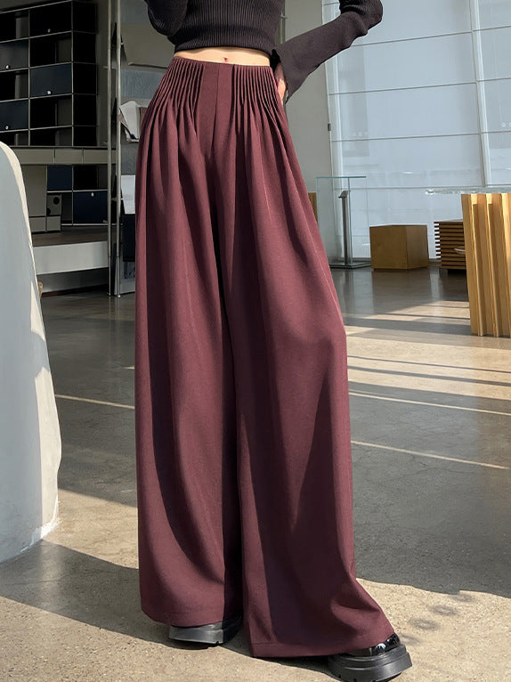 2025 Spot Angola red suit wide-leg pants children's autumn ruffian black tea wind straight casual pants