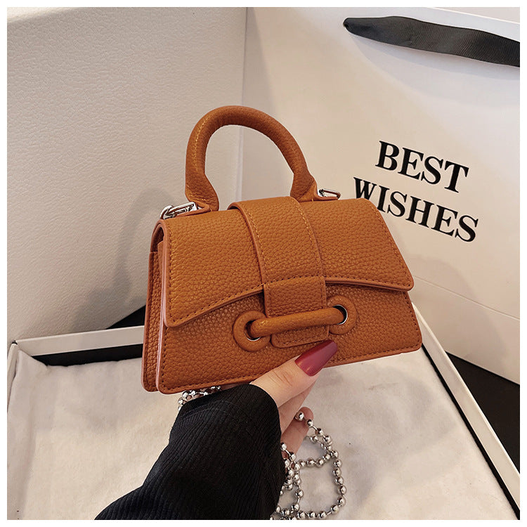 BENPAOLV 2025 Bag women's new New fashion popular texture lychee pattern portable small square bag chain diagonal span red envelope