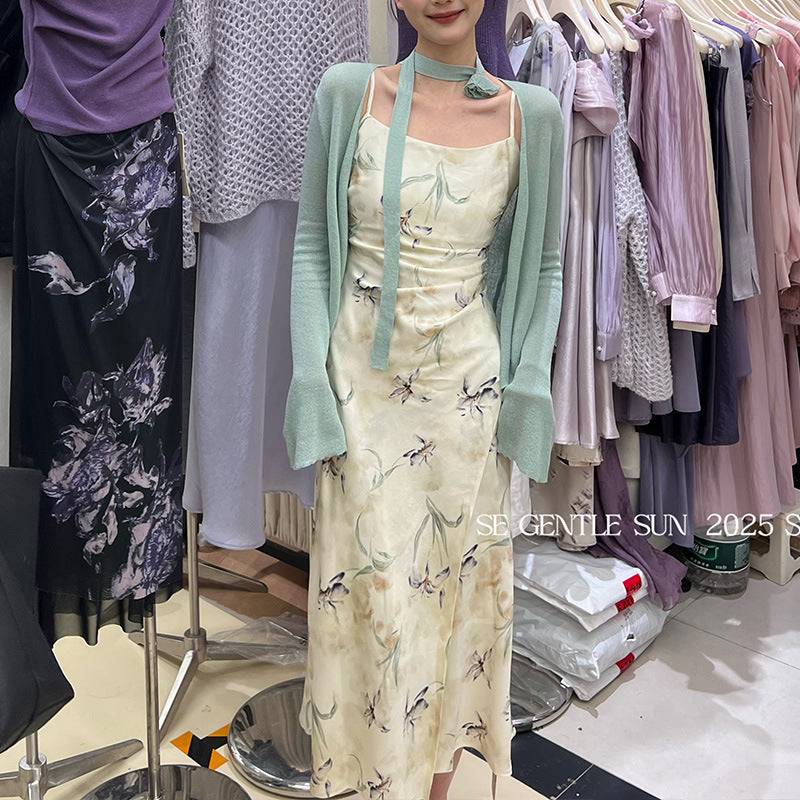 2025 Thirteen Lines Spring and Summer New Temperament Printing Pure Desire High Waist Suspender Dress Children 88180