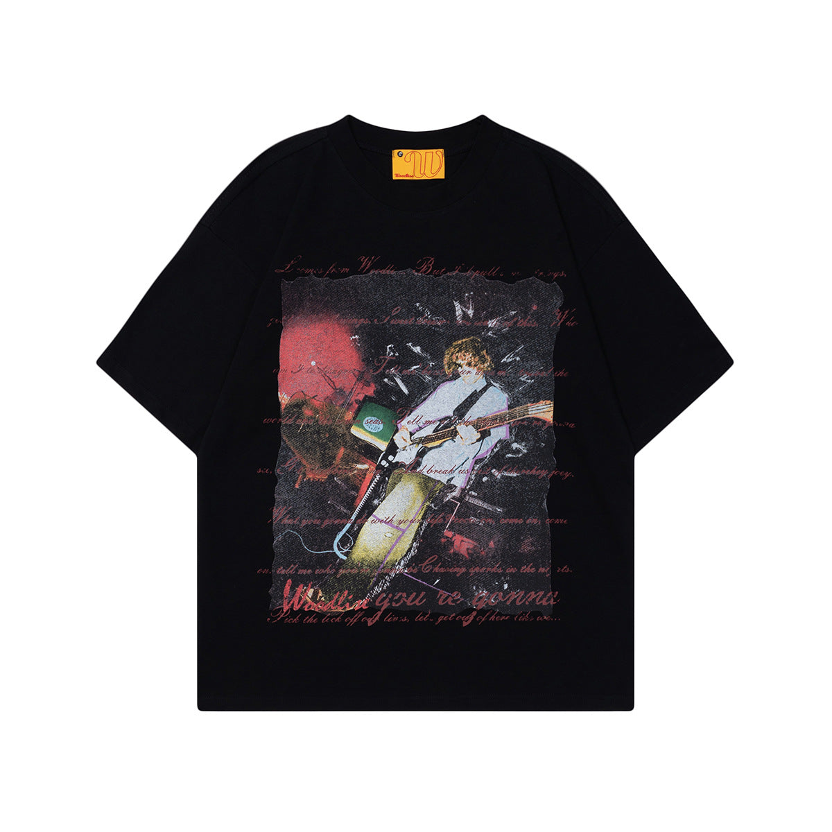 2025 WT533 2025n Street 2025 Retro Singer Pattern Design Men's Loose Premium Sense Neutral Short Sleeve T-Shirt