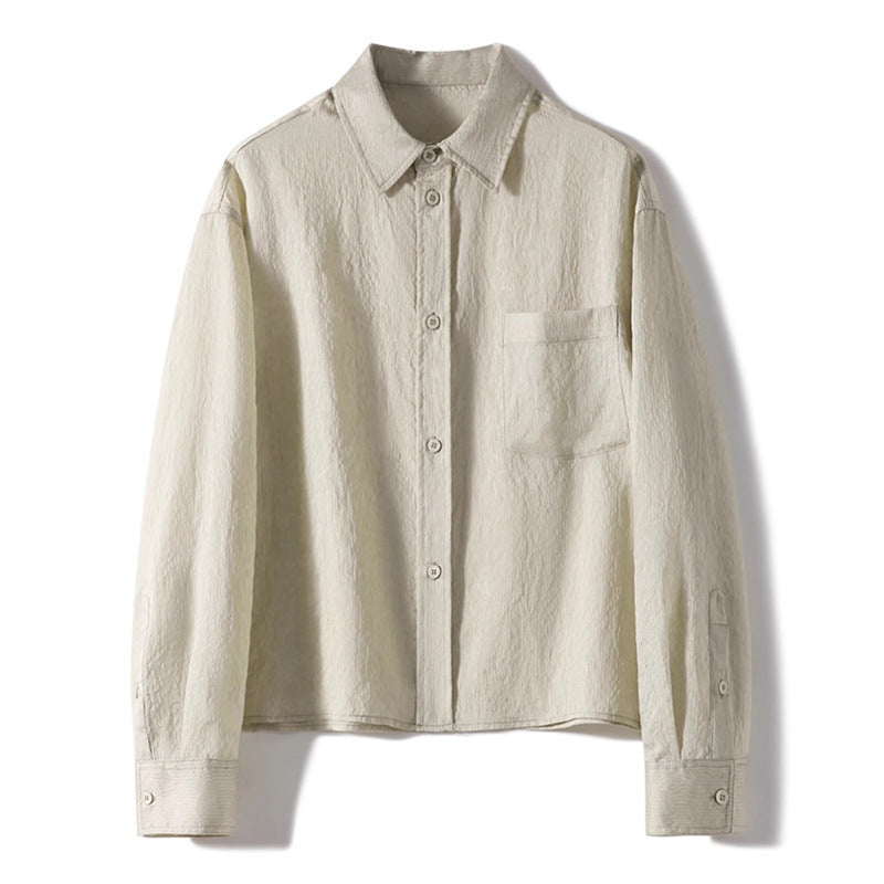 2025 Lyocell fiber Tencel jacquard dark pattern shirt commuter design loose shirt spring and summer new women's clothing