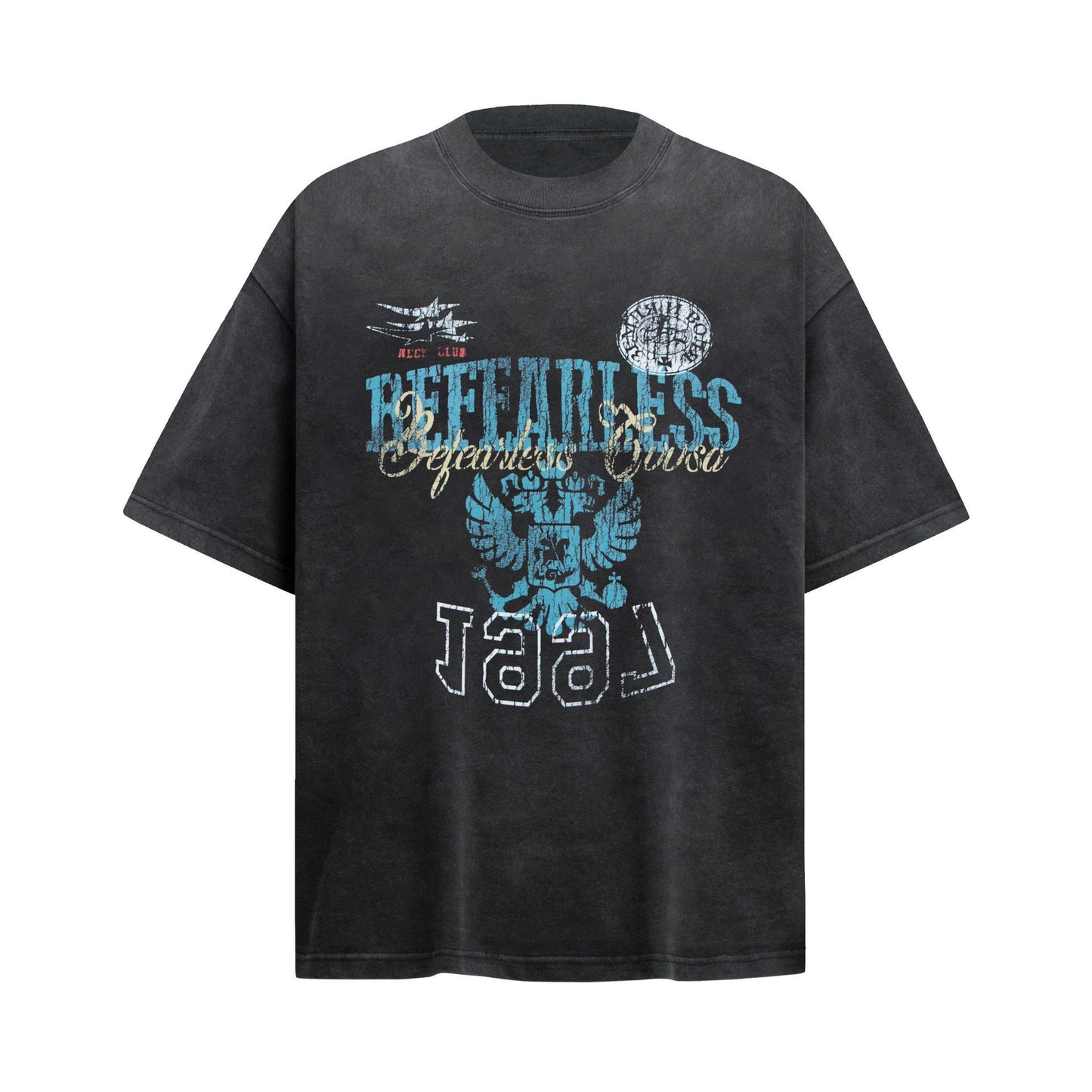 2025 6123 2025n street 2025 retro letter old design men's loose high-end neutral short-sleeved T-shirt