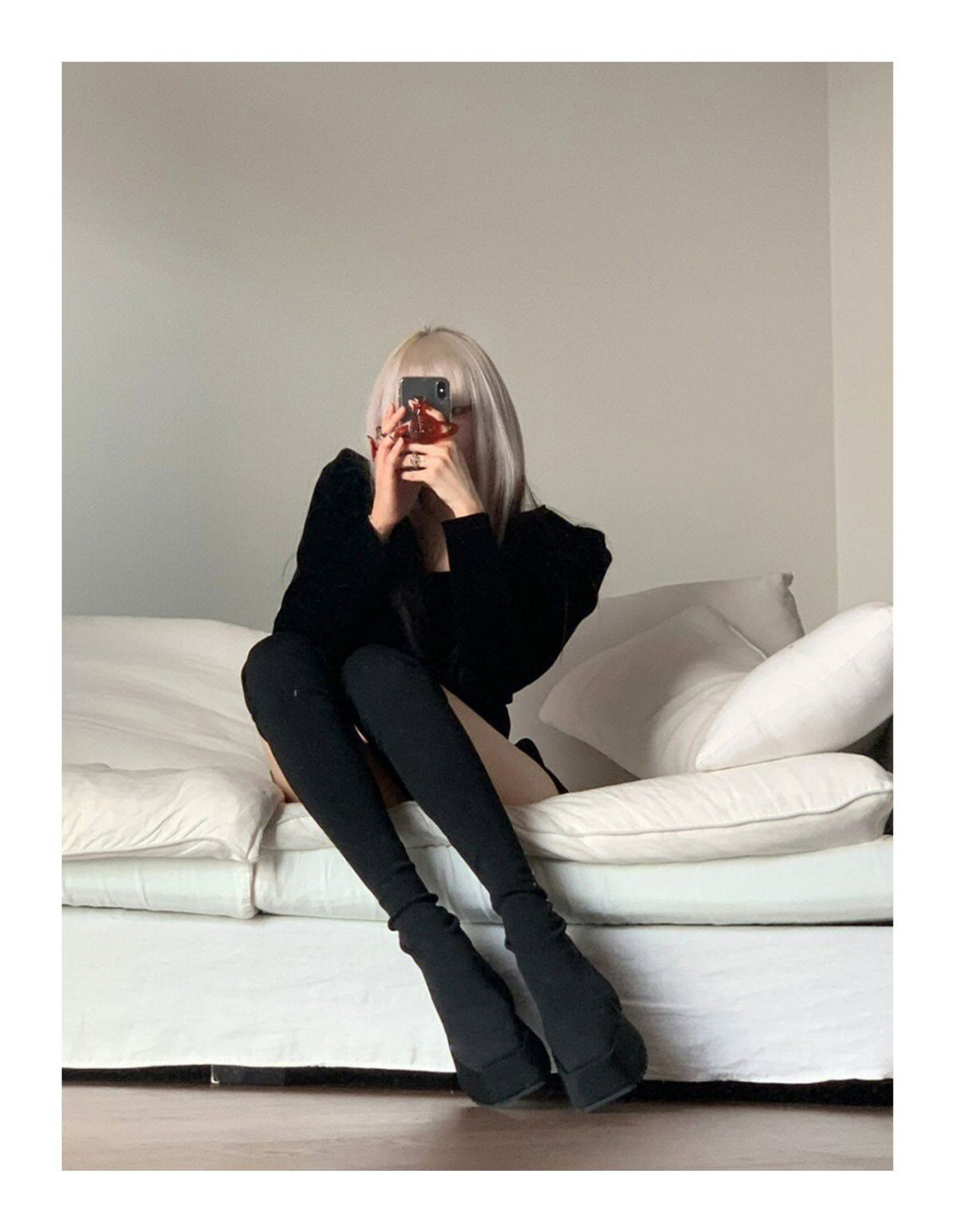 2025 Show tall and thin! Internet celebrity thin boots elastic socks boots retro square head muffin thick bottom super tall stockings knee boots