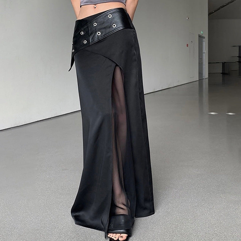2025 style popular summer new women's clothing leather buckle printing chest wrap small vest belt slit skirt