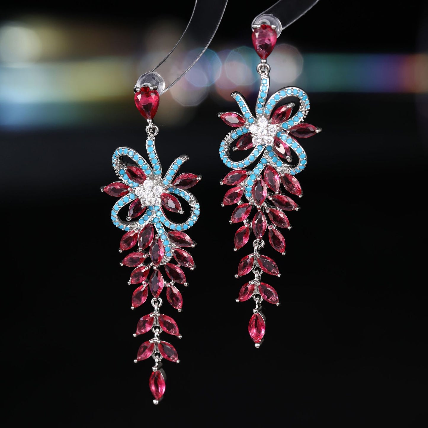 2025 2025 high-end earrings long luxury zircon fashion exaggerated celebrity banquet bride wedding earrings ear jewelry