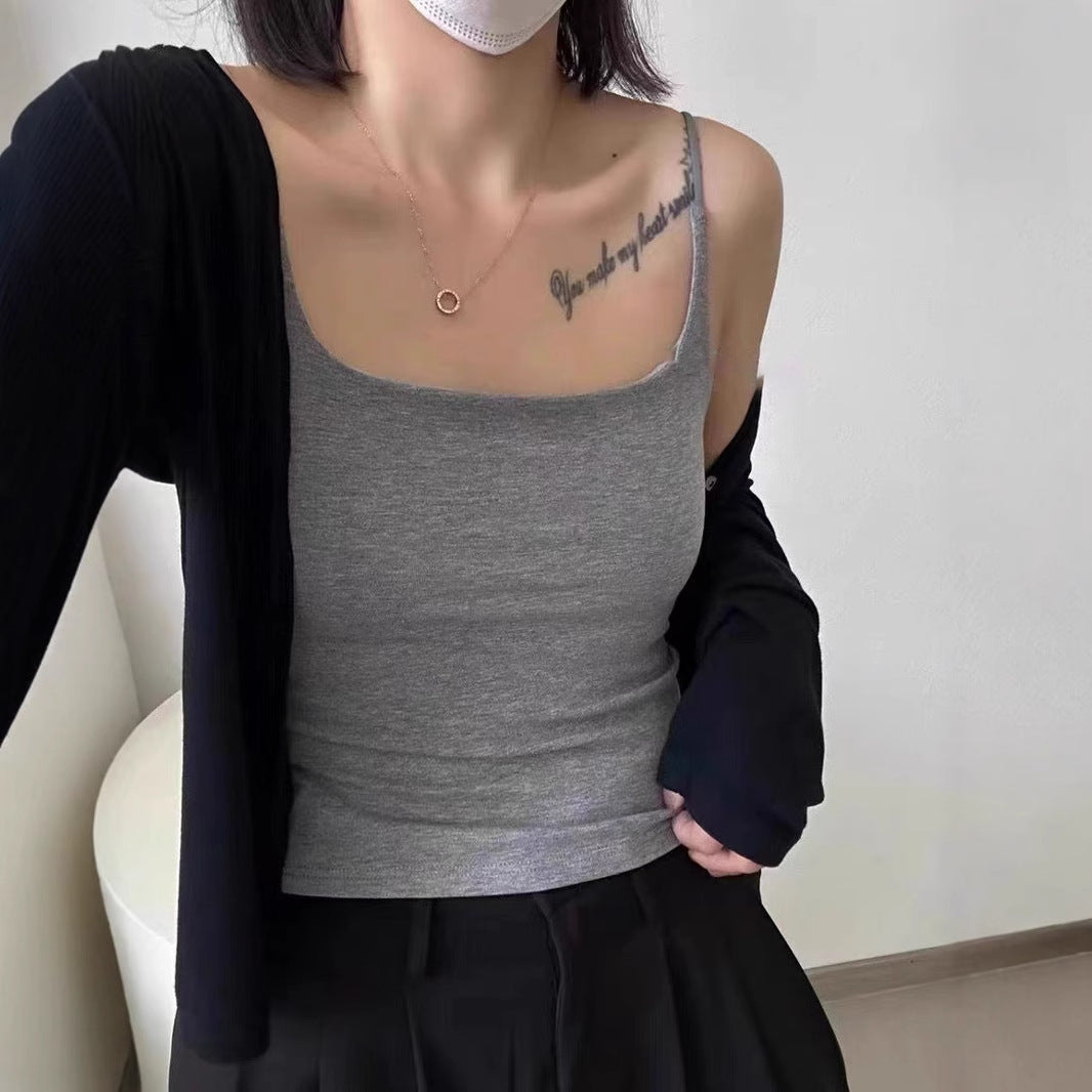 2025 Premium security sling vest can be pulled red polished women's autumn and winter bra with an integrated base and a warm top inside
