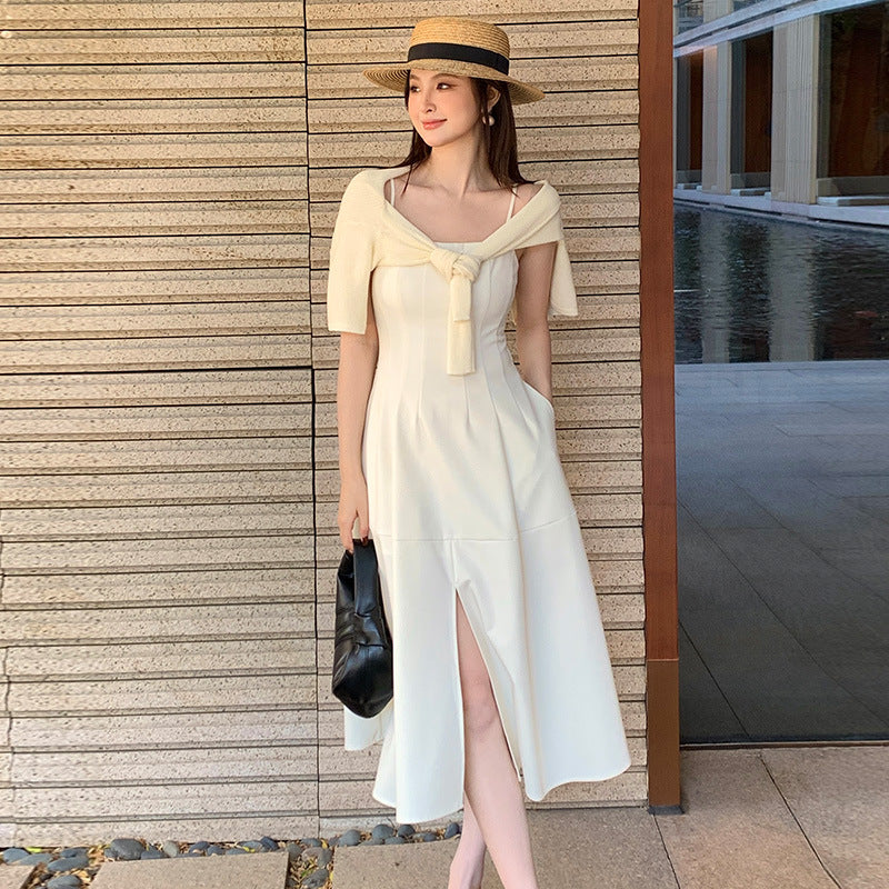 2025 spring and summer new high waist temperament elegant suspender dress high-end long dress children 88160