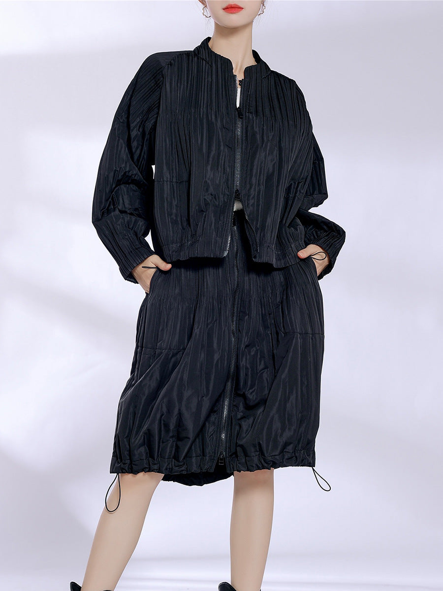 2025 Fashion high-end cotton-padded suit, women's high-end pleated cotton-padded skirt, two-piece set, a complete set for winter wear