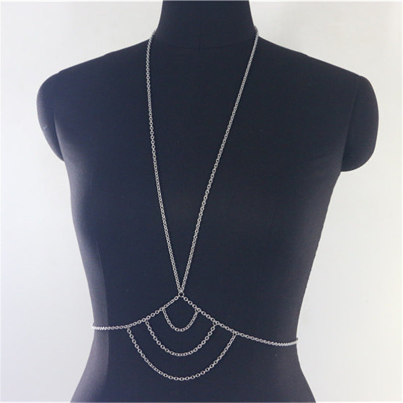 2025 YL2306 2025 Body chain factory supply fashionable multi-layer wave fringed chain neck vest body chain