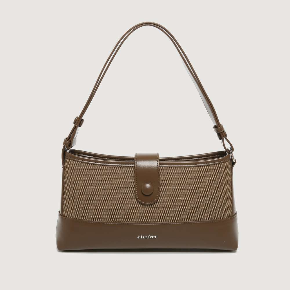 BENPAOLV 2025 Che Jingyuan same canvas bag popular spring and summer new armpit bag contrasting color splicing retro shoulder bag high-end women