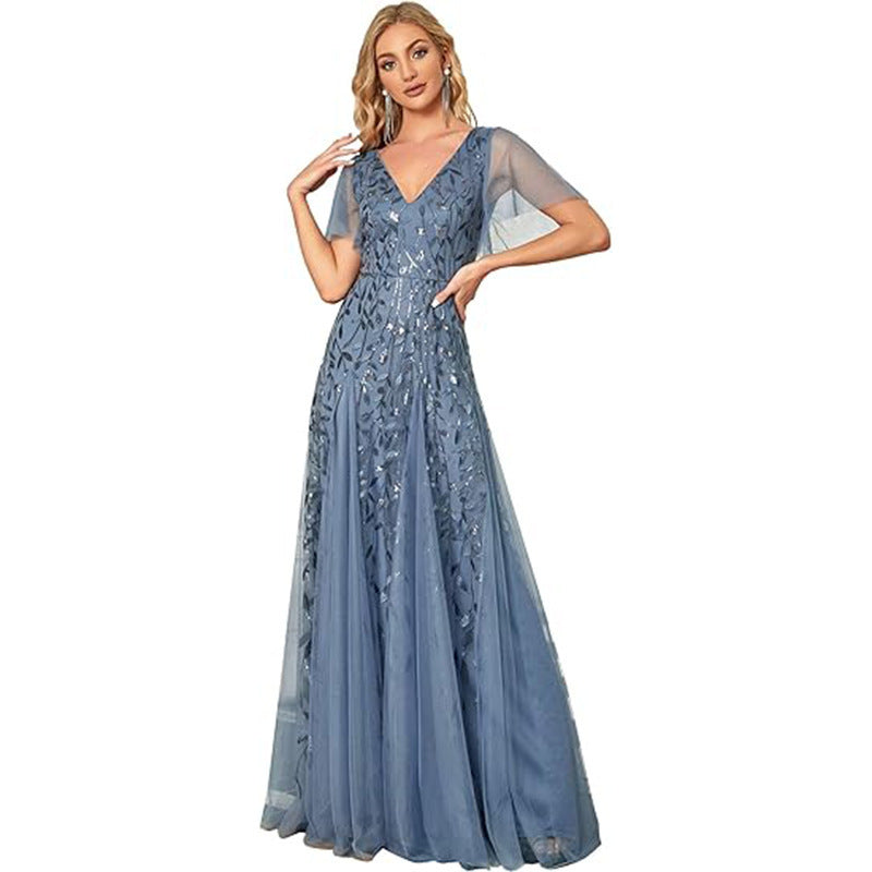 2025banquet evening dress women's new elegant long annual meeting celebrity aura queen host evening dress