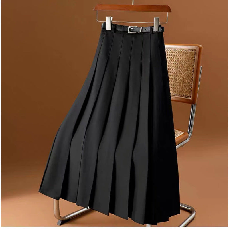 popular autumn and winter with artifact medium and long skirt for women, retro and thin skirt temperament casual pleated skirt for women
