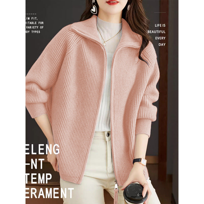 Official website picture direct sales knitted jacket women's autumn clothing early spring zipper top Popular style jacket