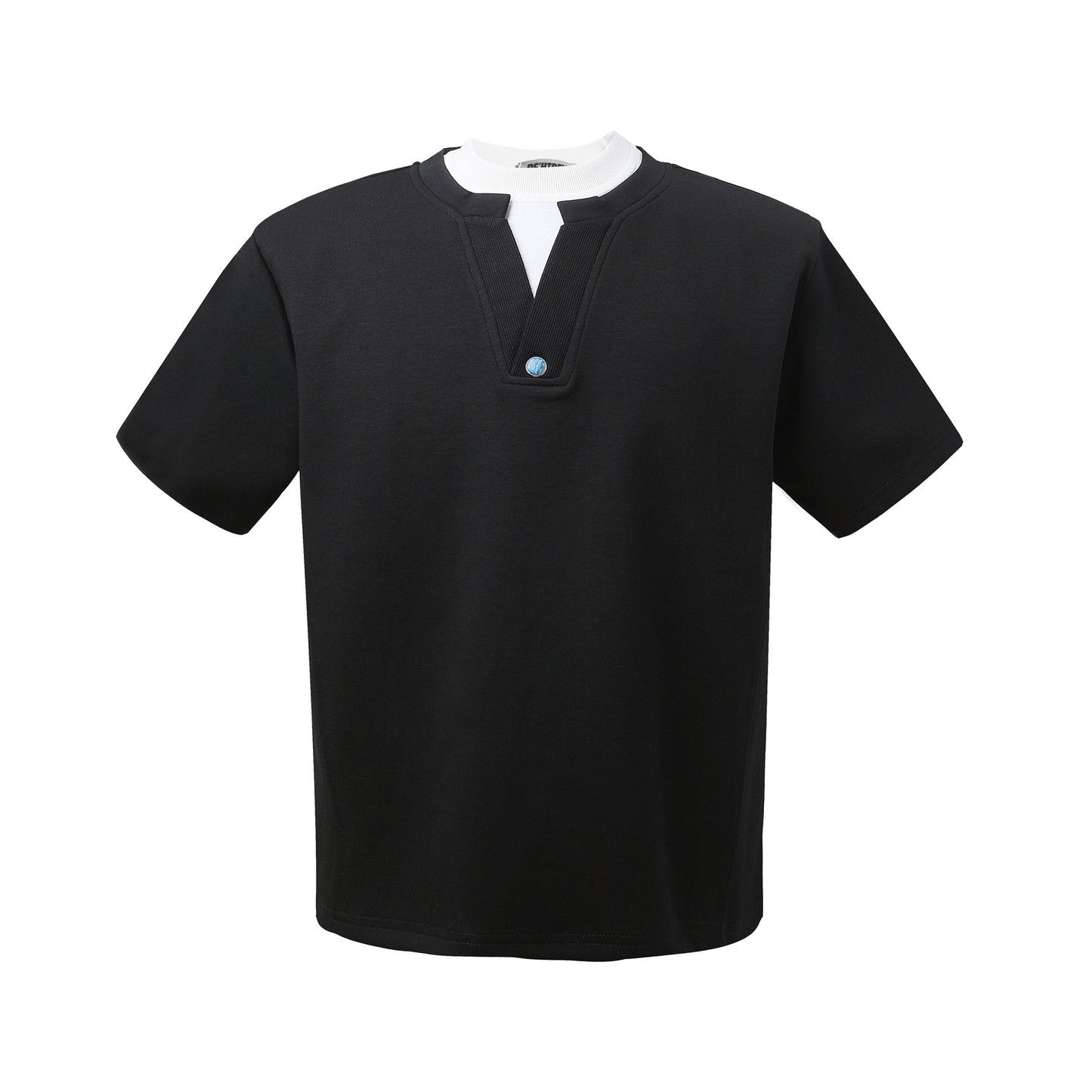 2025 K53 2025n street trendy retro fake two-piece deconstruction high-end men's short and wide cleanfit space cotton short-sleeved T-shirt