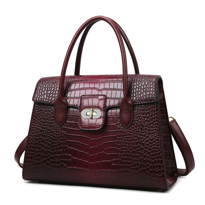 2025 popular autumn new fashion handbag women's large-capacity crocodile pattern shoulder bag to work commuting high-end satchel