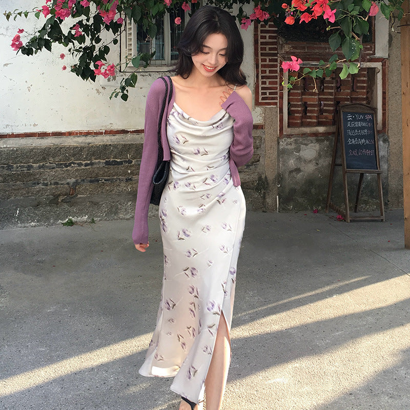 2025 Spring New Temperament High Waist Suspender Dress Sub-print Pure Desire Holiday Dress Women 88206