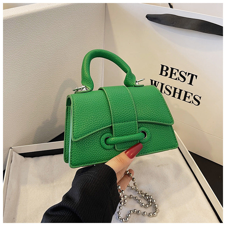 BENPAOLV 2025 Bag women's new New fashion popular texture lychee pattern portable small square bag chain diagonal span red envelope