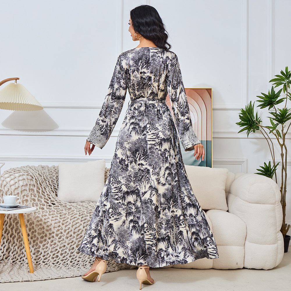 MT210 Fashion Loose Temperament Diamond-encrusted Dress Middle East Muslim New Hot Sale ins Robe Women's Large Size