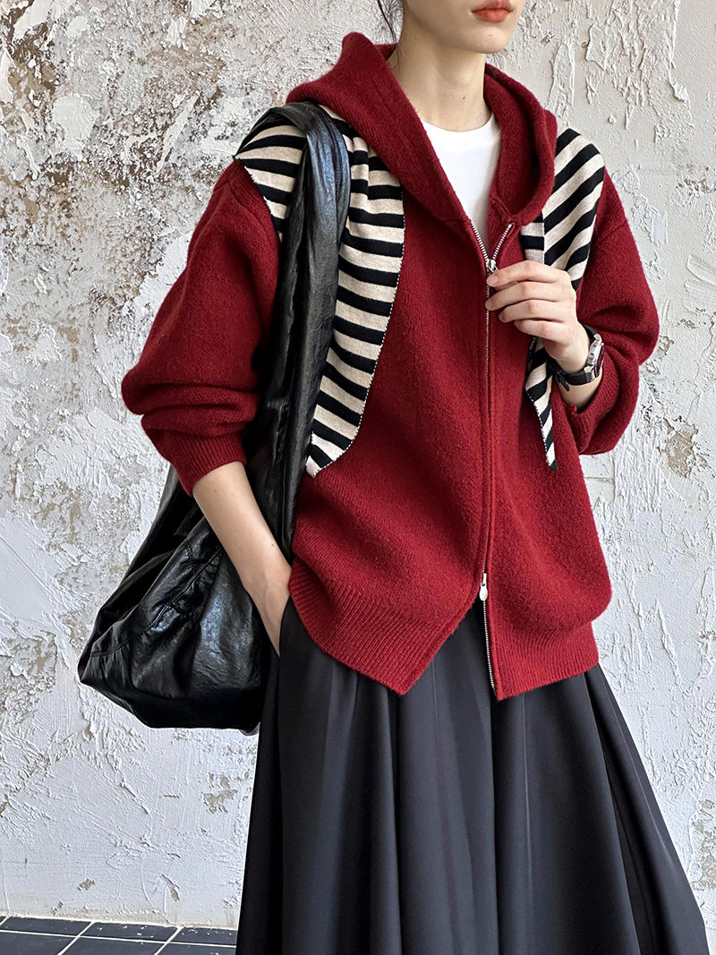 2025 popular autumn new coat temperament lazy style retro casual and thin loose knitted cardigan A22