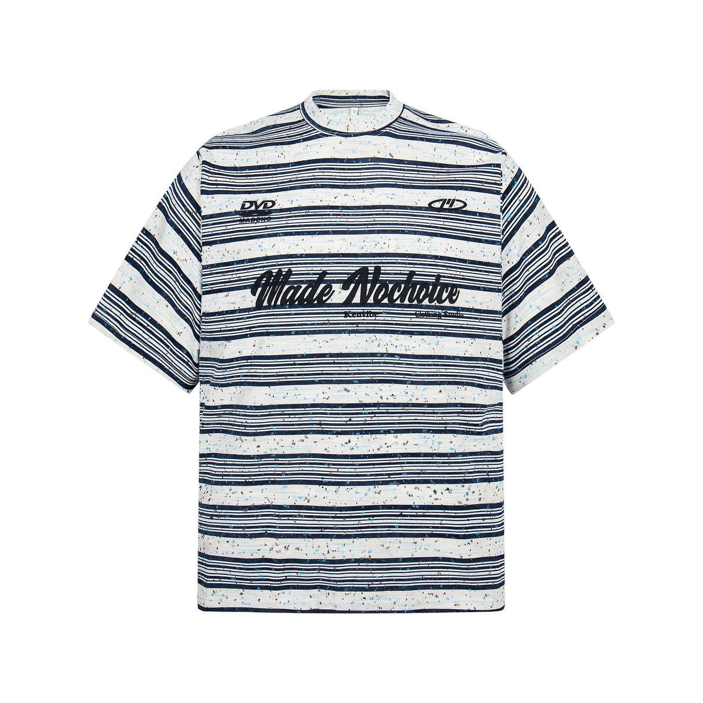 2025 2630 2025n street 2025 men's and women's color embellishment design men's loose high-end striped short-sleeved T-shirt