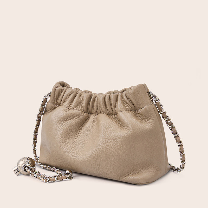 2025 Premium pleated bag, golden autumn chain bag 2023 new cowhide versatile cloud bag, shoulder underarm bag, messenger bag