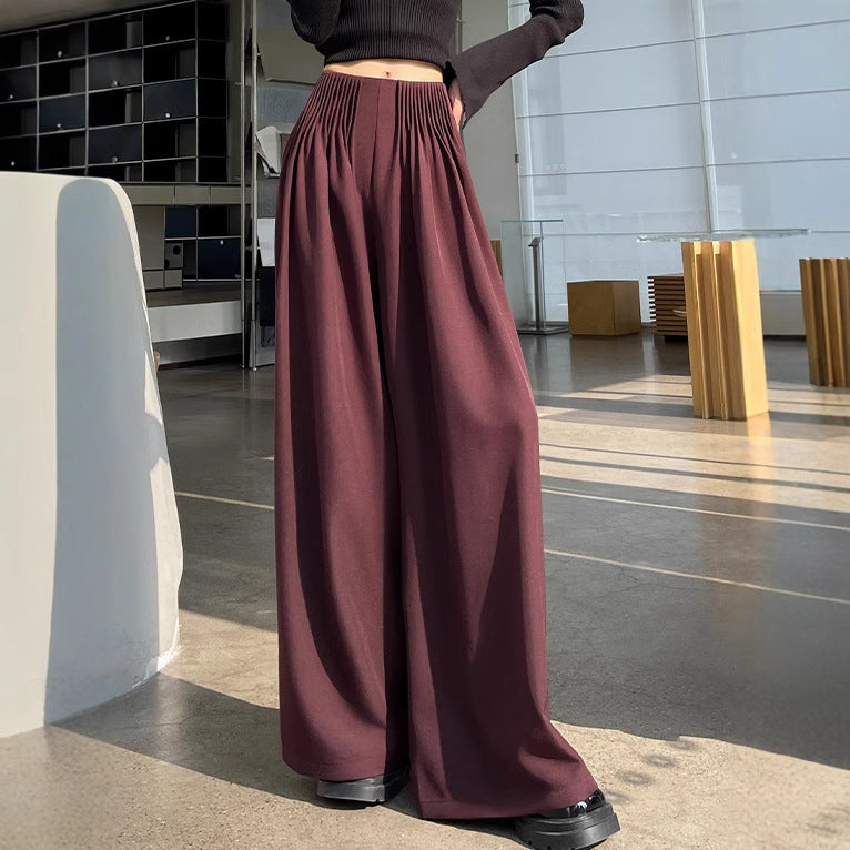 2025 Spot Angola red suit wide-leg pants children's autumn ruffian black tea wind straight casual pants