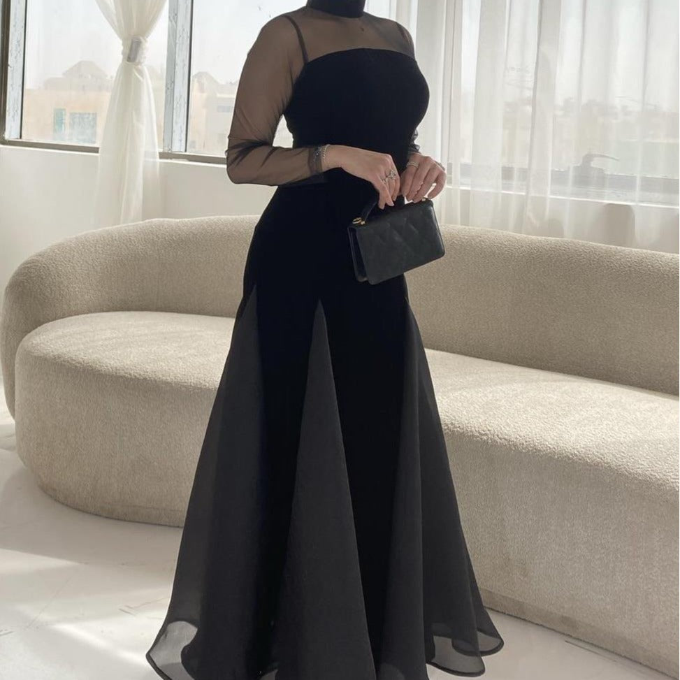 2025 spring and summer new New Popular trade women's clothing independent station ebay sexy mesh splicing ball dress dress
