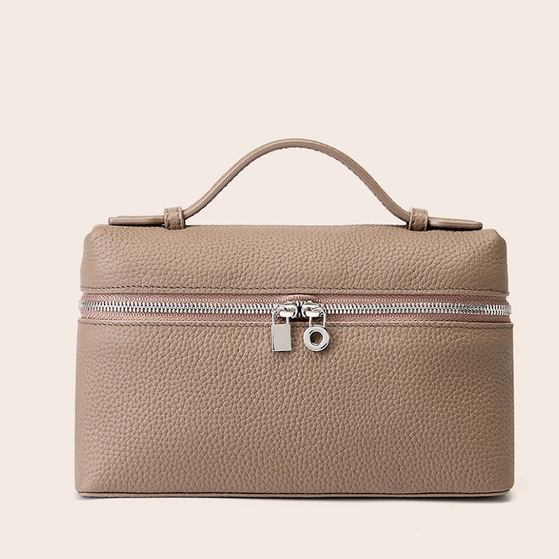 2025 Strictly selected leather women's bags, portable LP lunch box bags, popular new first-layer cowhide messenger bags
