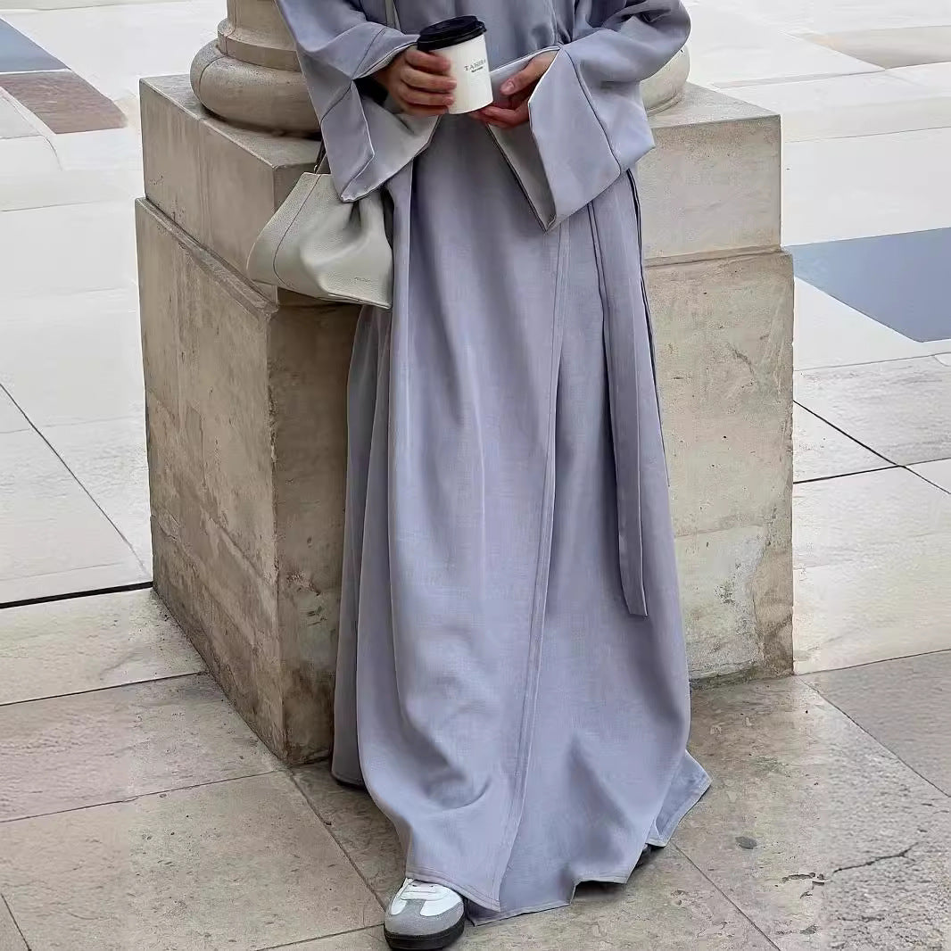 2025 popular spring and summer new New Popular trade women's clothing independent station ebay Middle East solid color kaftan robe evening dress
