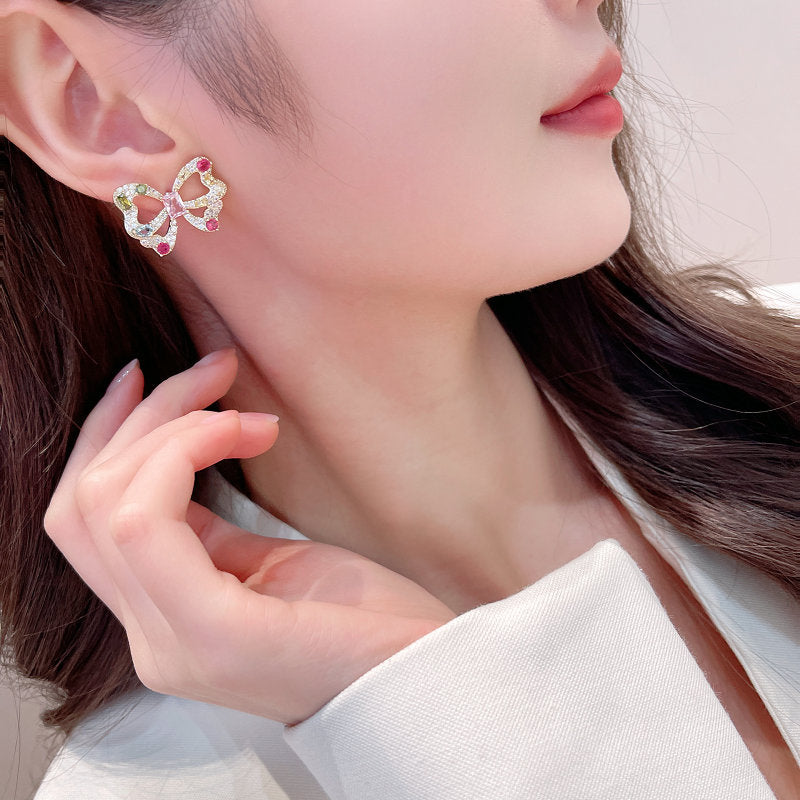 2025 S925 silver needle designer earrings micro-inlaid craftsmanship light luxury high-end earrings super fairy temperament hollow butterfly stud earrings