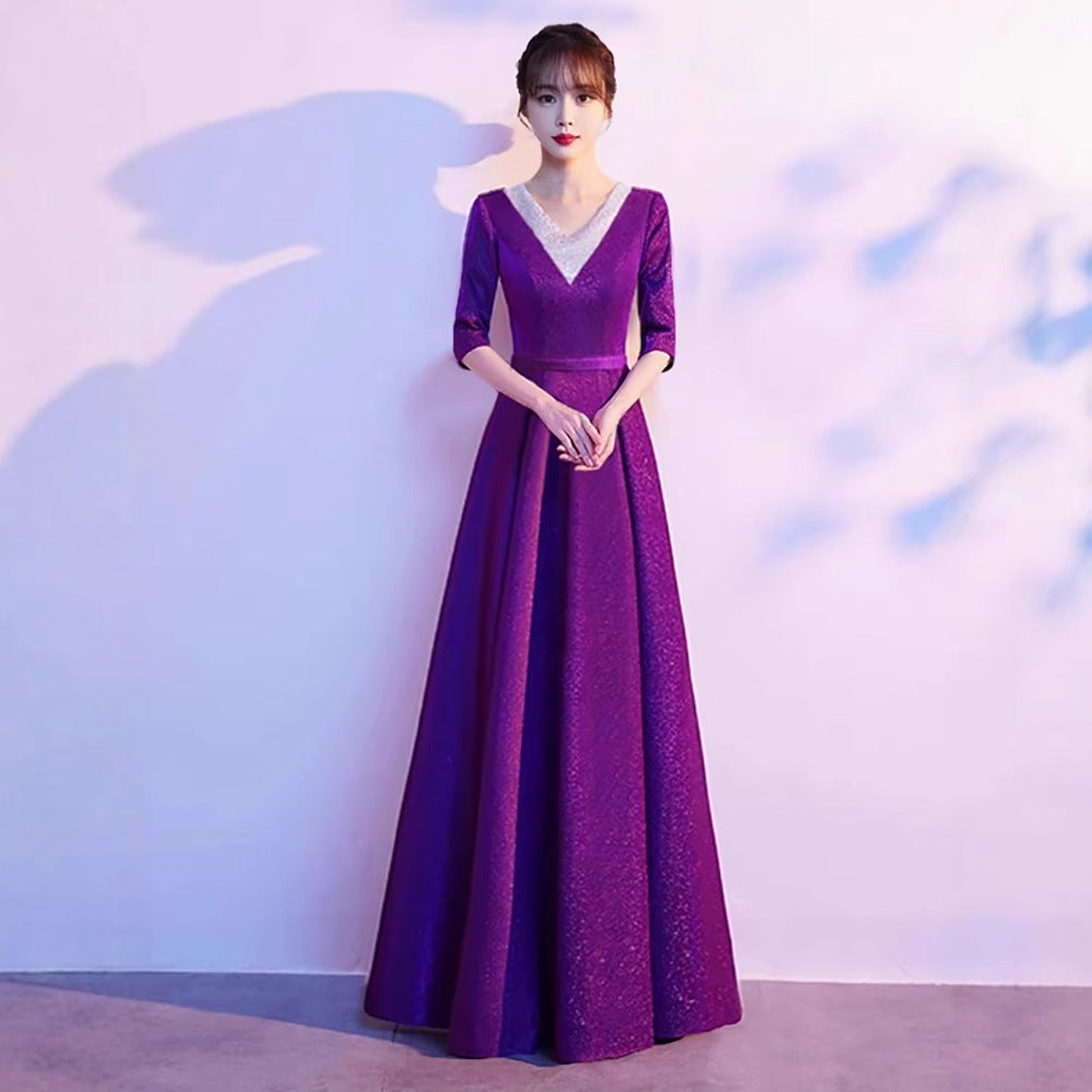 2025 Chorus costumes women's long skirts new adult choir stage costumes host recitation competition dress