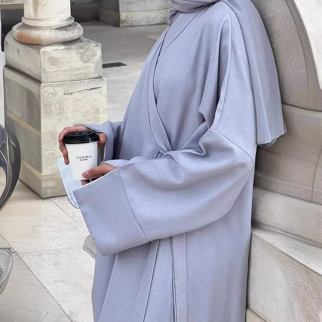 2025 popular spring and summer new New Popular trade women's clothing independent station ebay Middle East solid color kaftan robe evening dress