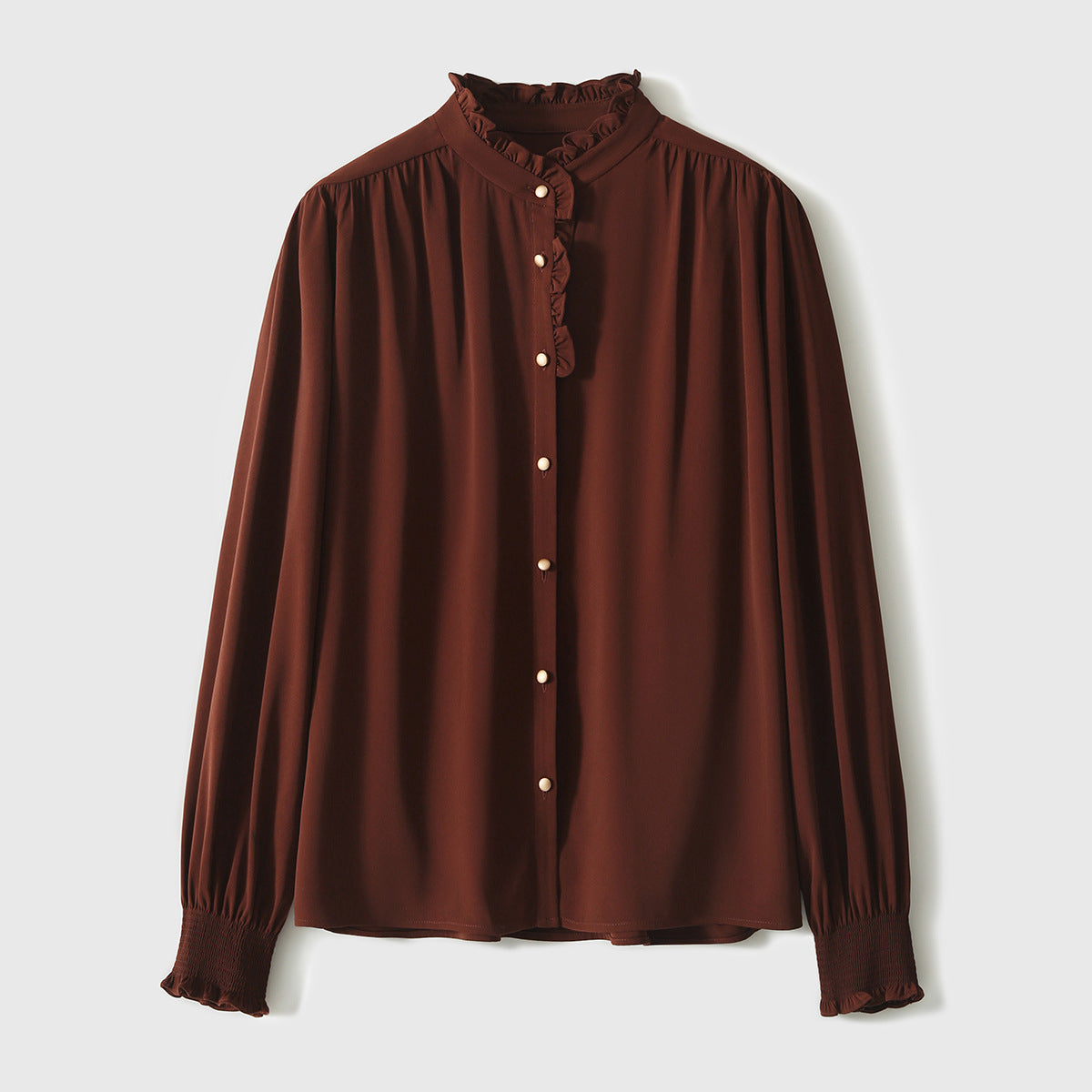 2025 temperament shirt white red, high-end commuter shirt spring new women's long-sleeved top