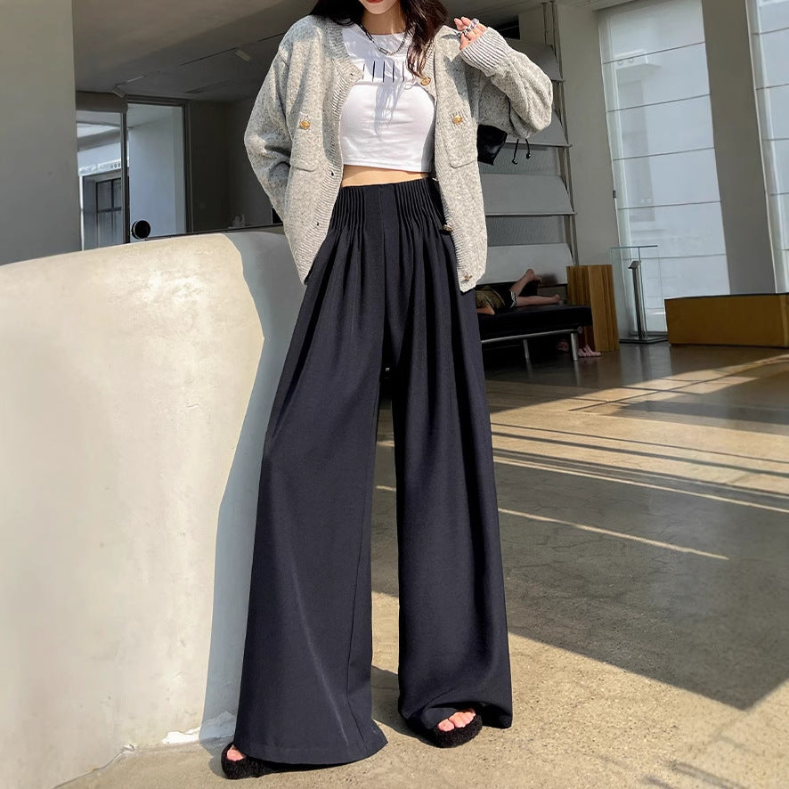 2025 Spot Angola red suit wide-leg pants children's autumn ruffian black tea wind straight casual pants