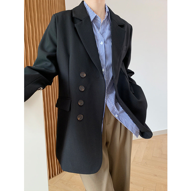 2025 2025 spring blazer women's irregular niche design sense loose Hong Kong style Korean version suit top 8160