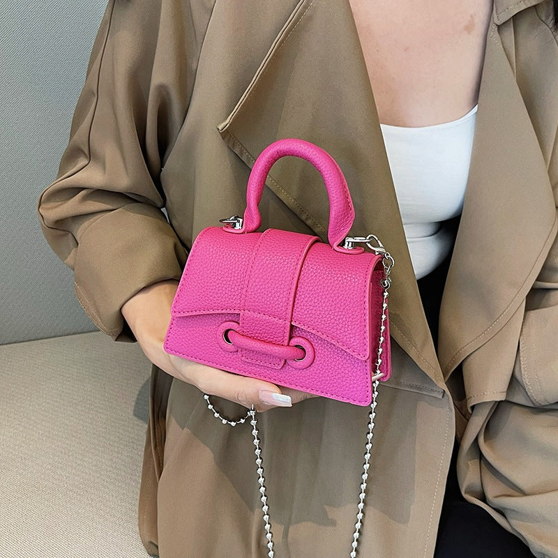 BENPAOLV 2025 Bag women's new New fashion popular texture lychee pattern portable small square bag chain diagonal span red envelope