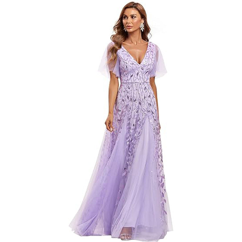 2025banquet evening dress women's new elegant long annual meeting celebrity aura queen host evening dress