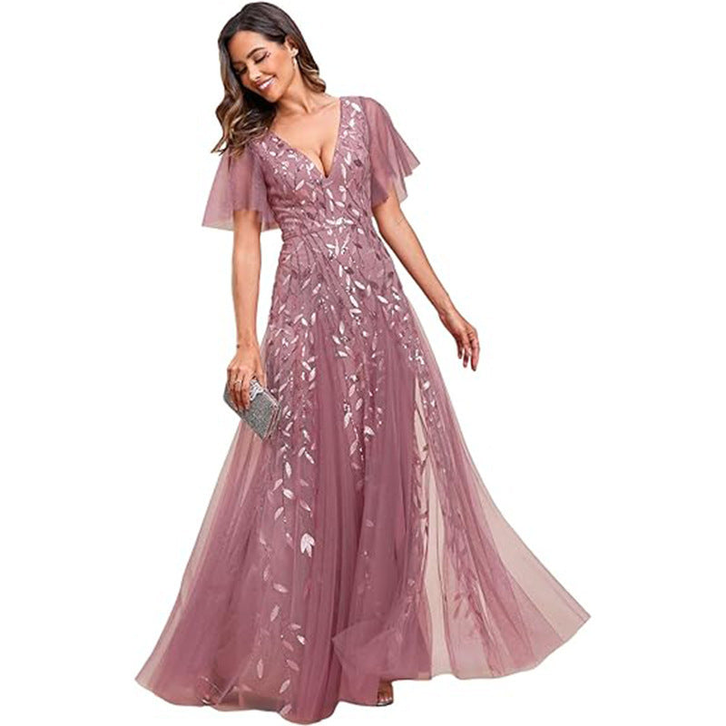 2025banquet evening dress women's new elegant long annual meeting celebrity aura queen host evening dress