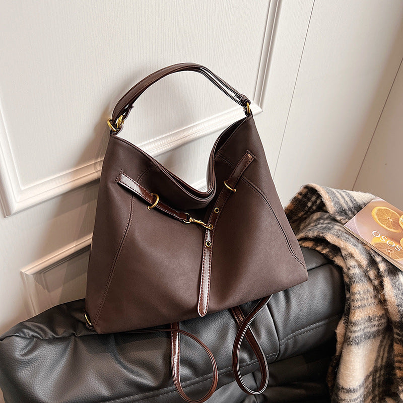 BENPAOLV 2025 Leisure work commuter tote bag women's large capacity popular new fashion single shoulder crossbody three-purpose bag backpack